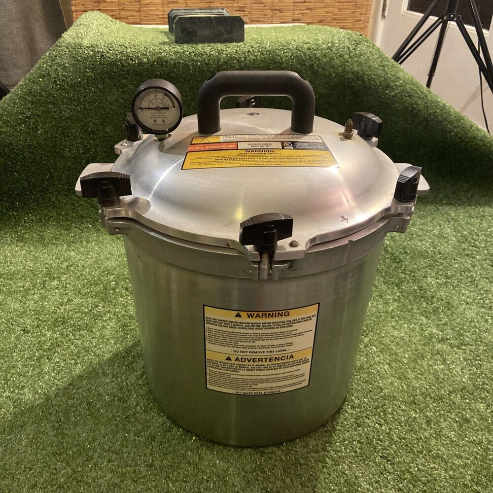 All American 925 Aluminum steam sterilizer Cooker Canner Locking Lid Gauge Vtg